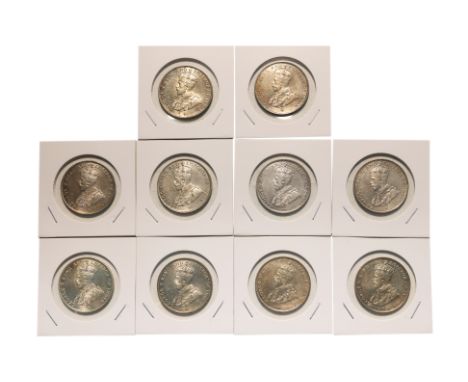 STRAITS SETTLEMENTS GEORGE V 50 CENTS 1921 (10)
Crowned bust facing left, cross below, reverse with denomination within bead 