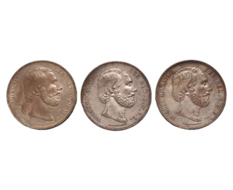 NETHERLANDS WILLEM III 2 1/1 GULDEN 1870 (3)
Portrait bust facing right, reverse with crowned Dutch arms and denomination, da