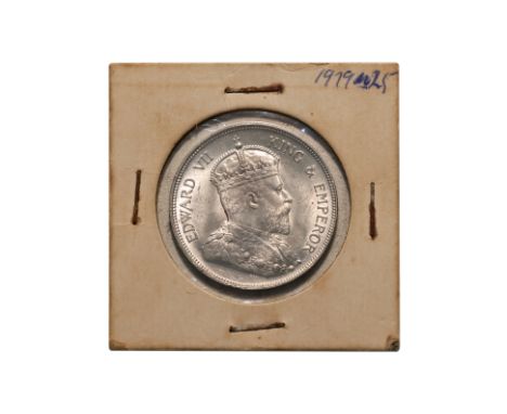 STRAITS SETTLEMENTS EDWARD VII 50 CENTS 1907 H Crowned bust facing right, reverse with denomination within bead border, H min