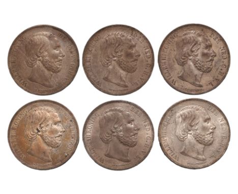 NETHERLANDS WILLEM III 2 1/1 GULDEN 1874 (6)
Portrait bust facing right, reverse with crowned Dutch arms and denomination, da