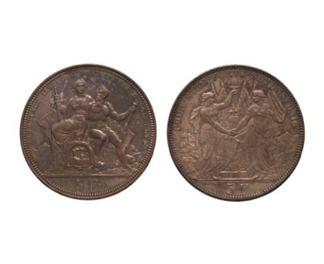 SWISS SHOOTING 5 FRANCS - LAUSANNE 1876; LUGANO 1883 (2)
Tir Federal de Lausanne 1876; and Tiro Federale Lugano 1883, both ap