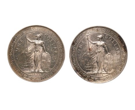GREAT BRITAIN BRITISH TRADE DOLLAR 1897; 1898 B (2)
Britannia standing holding a trident and a shield, date below, reverse wi