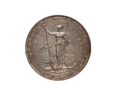 GREAT BRITAIN BRITISH TRADE DOLLAR 1901 C
Britannia standing holding a trident and a shield, date below, reverse with Chinese