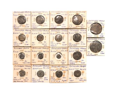 PORTUGUESE MALACCA - ASSORTED COINAGE (18)
Circa 16th Century, eighteen assorted denominations, all with extensive annotation