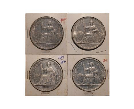 FRENCH INDOCHINA 1 PIASTRE DE COMMERCE 1897 A (4)
Marianne seated left with date in exergue below, reverse with denomination 