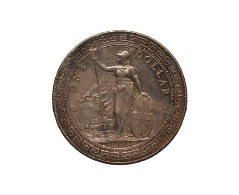 GREAT BRITAIN BRITISH TRADE DOLLAR 1913 B
Britannia standing holding a trident and a shield, date below, reverse with Chinese