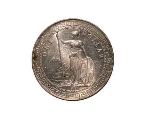 GREAT BRITAIN BRITISH TRADE DOLLAR 1907 B
Britannia standing holding a trident and a shield, date below, reverse with Chinese
