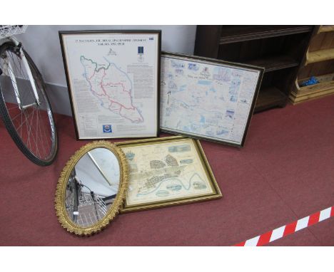 1st Batallion Royal Lincolnshire Regiment Malaya Print, Lincoln maps, oval wall mirror. (4).