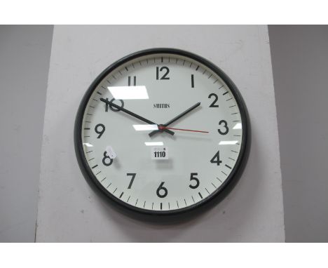 A Mid 1900's Black Painted Bakelite Office/Factory Clock, with original working movement and second sweep hand, 35.8cm diamet