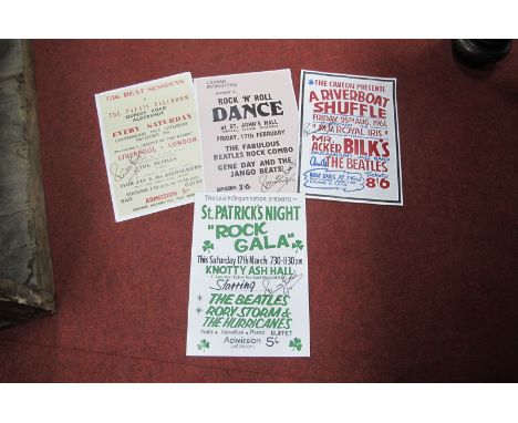 The Beatles Re Print Posters, 42 x 29.5cm, all ink signed by Pete Best (former drummer) unverified. (4)