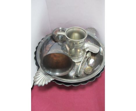 A White Metal Baby Spoon, with chick to bowl and mother to handle, Elkington fluted dish, Christofle twin handled dish, etc.