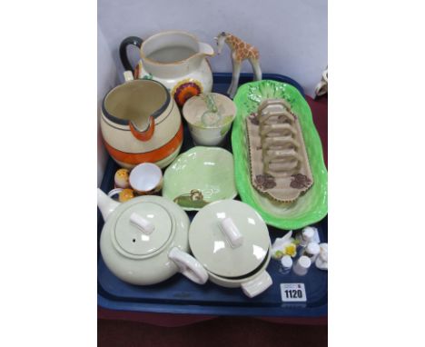 Russian Pottery Giraffe, Poole Carter Stabler Adams toast rack, Wade jugs, etc:- One Tray