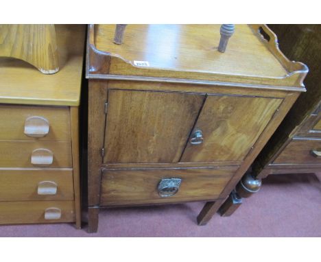 An Early XIX Century Mahogany Commode, having tray top, twin cupboard doors over single drawer, on straight legs, 51.5cm wide