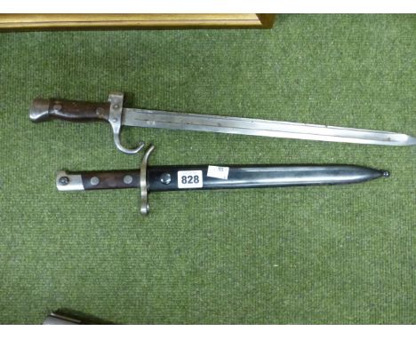 A FINNISH MODEL 1927 MOSIN NAGANT BAYONET, BY HACKMAN &amp; CO, CONTAINED IN ITS STEEL SCABBARD, TOGETHER WITH A FRENCH MODEL
