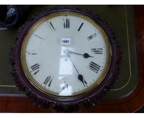 AN EARLY 19th CENTURY CARVED MAHOGANY WALL CLOCK WITH SINGLE FUSEE MOVEMENT, SIGNED INDISTINCTLY LESTER. 