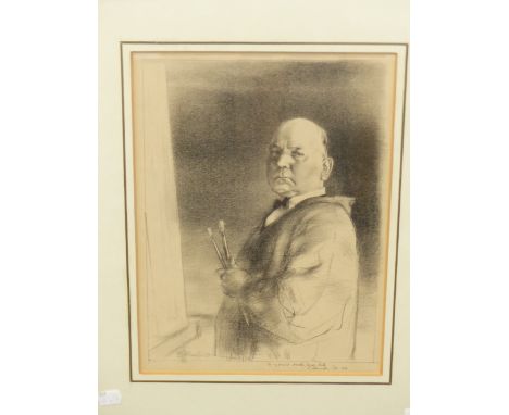 EDMUND BLAMPIED (1886-1966) PORTRAIT OF AN ARTIST, PENCIL SIGNED AND INSCRIBED PRINT. 36 x 26cms
