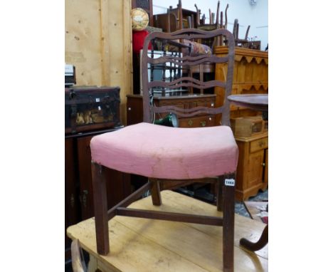 A PAIR OF GEORGE III COUNTRY OAK AND ELM LADDER BACK CHAIRS. 