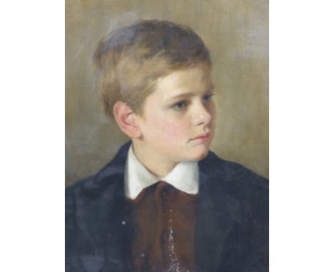19th/20th C. ENGLISH SCHOOL PORTRAIT OF A YOUNG BOY, OIL ON CANVAS, UNFRAMED. 51 x 41cms