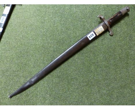 A PORTUGUESE MODEL 1886 SWORD BAYONET, CONTAINED IN ITS STEEL SCABBARD.