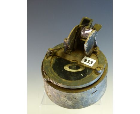 A BRITISH MILITARY SIGHTING COMPASS WITHIN A SPRING DAMPED OUTER CASING