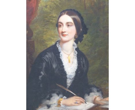 LOUIS WILLIAM DESANGES (1822 - 1887) PORTRAIT OF MRS JOHN ERRINGTON SIGNED AND DATED OIL ON CANVAS PROVENANCE SOTHERBY'S  94 