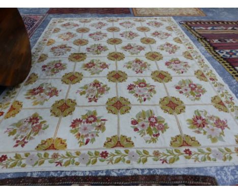 AN INDIAN KASHMIR NEEDLEWORK CARPET. 364 x 277cms