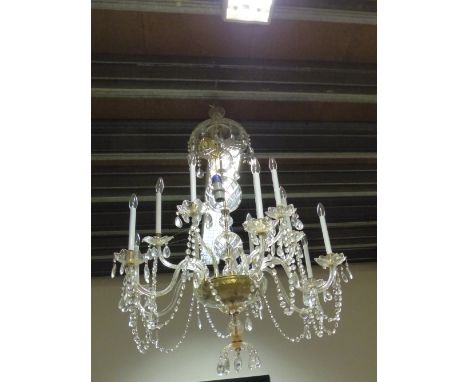THREE LARGE MUTLI LIGHT GLASS CHANDELIERS