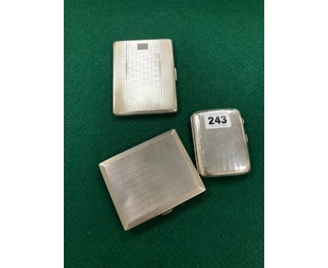 THREE SILVER CIGARETTE CASES, VARIOUS BIRMINGHAM HALLMARKS, EACH WITH ENGINE TURNED DECORATION, 376Gms