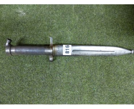 A SWEDISH MODEL 1896 KNIFE BAYONET, VARIOUS ARSENAL AND REGIMENT MARKINGS TO THE GUARD AND SCABBARD.