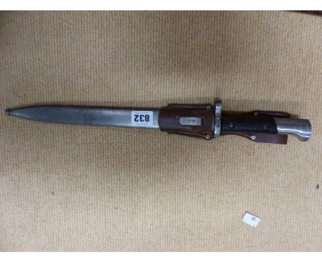 A CZECHOSLOVAKIAN MODEL 1924 MAUSER BAYONET, DATED 1946 ON THE THE SCABBARD FROG STUD, COMPLETE WITH LEATHER FROG.