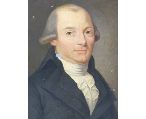 18th CENTURY SCHOOL OVAL PORTRAIT OF A GENTLEMAN, OIL ON CANVAS 66 x 54 cms