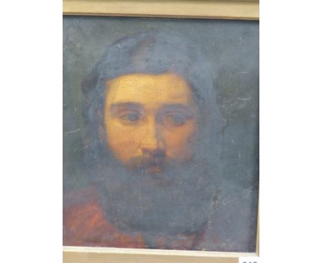 LATE 19th CENTURY ENGLISH SCHOOL PORTRAIT OF A BEARDED MAN, OIL ON BOARD 36 x 31cms