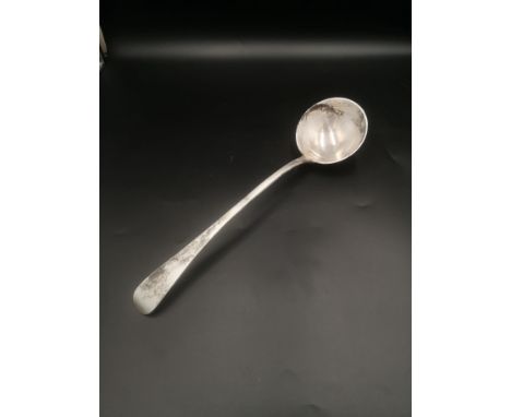 Silver ladle, 305gms, London 1916. Estimate: £120-150
Length approx 35cm.