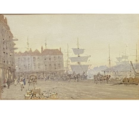 Framed and glazed watercolour of a harbour scene, written to reverse "The Broad Key, Bristol", signed by artist W M Hale, RWS
