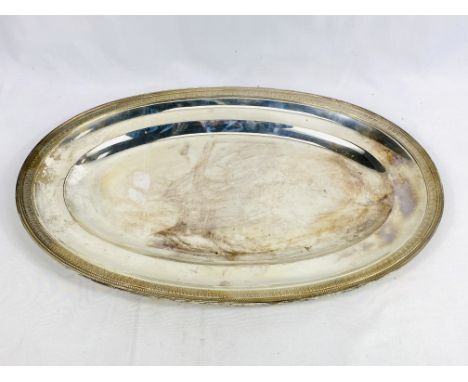 French silver dish, 1065g, marked to base Robert Linzeler, 40.5cms length. Estimate £420-450