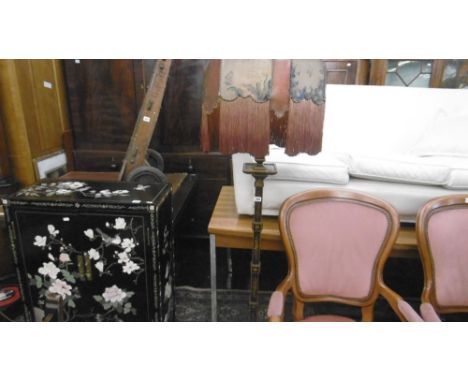 CHINOSERIE FRENCH FLOOR STANDING LAMP AND ORIGINAL SHADE