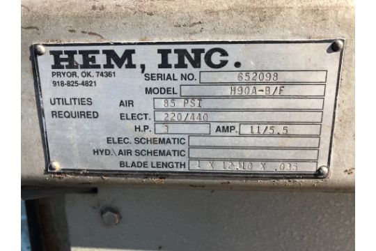 12 75 X 12 75 Hem Model H90a B F Automatic Horizontal Band Saw S N 652098 Auto Bar Feed Loca