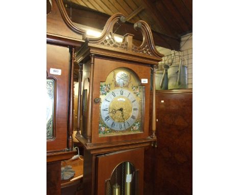 Modern Longcase clock with floral dial ( 3 weights &amp; pendulum )