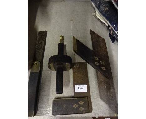 4 Ebony and brass wood working tools