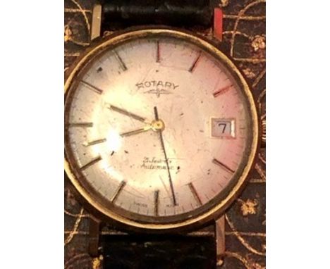 Rotary 21 jewels Automatic 9 ct gold gents watch with engraved back for 21 tears service ( from deceased estate)