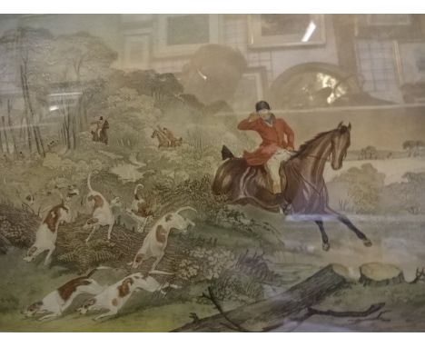 2 fox hunting prints plus hand coloured print of 'The fox chase' after F.C Turner. Plus one other ltd print after Thorburn 53