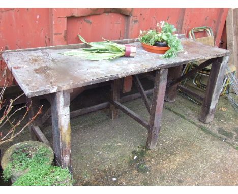 Vintage work bench with aluminium top