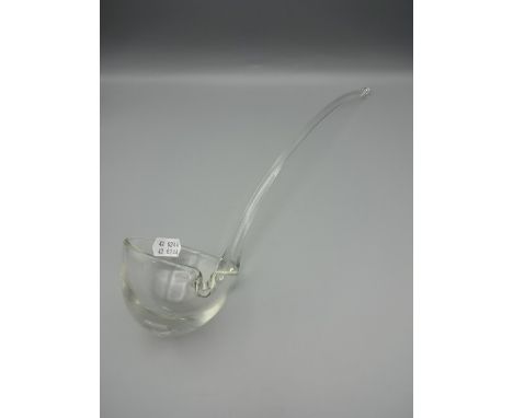 40cm long glass ladle, plus duck jug and tumblers