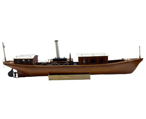 Miranda live steam model launch with boiler and marine engine with wood hull and decking. Featuring period interior scenes L1