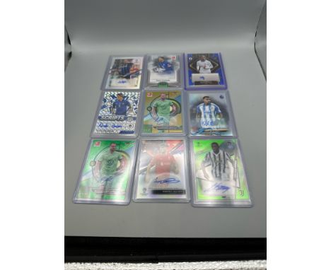 Nine assorted Topps and Panini signed edition Football cards including Maximilian Arnold, Danny Williams and Nicolo Zaniolo. 