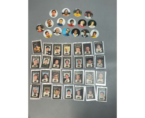 1970 A &amp; B C World Cup England Team trading cards including Bobby Moore and Bobby Charlton (28) with sixteen 1970's circu
