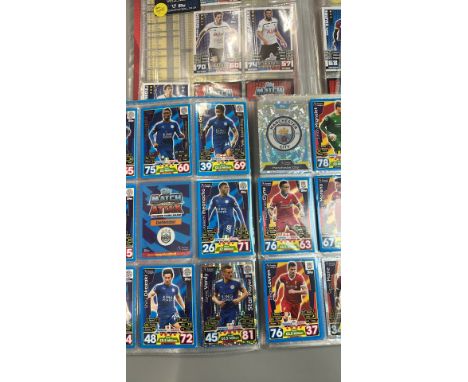 A large collection of assorted football cards in seven folders mainly Match Attax with chrome cards. Viewing recommended on r