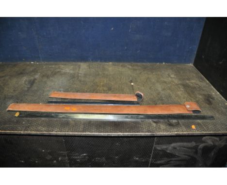 TWO KINEX ENGINEERS STRAIGHT EDGES comprising of a 1000-25112 and a 500-25112 both with metric scales etched on them (stored 