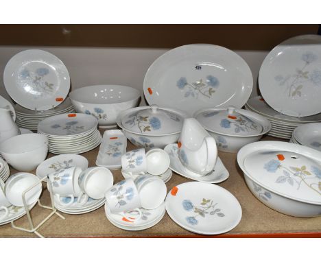 A WEDGWOOD 'ICE ROSE' PART DINNER SERVICE, to include dinner plates, soup bowls, side plates, starter plate, coffee cups and 
