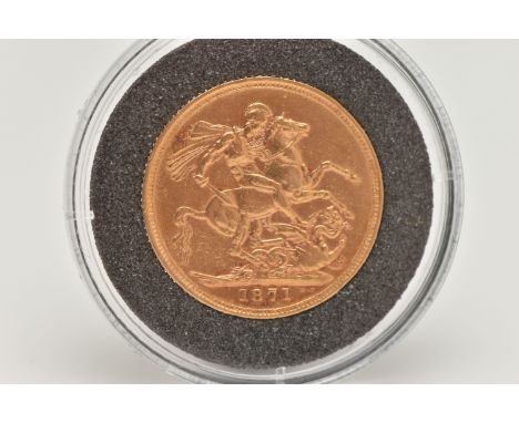 A FULL GOLD SOVEREIGN COIN VICTORIA 1871, St George type, 22ct, 22.05mm, 7.98 gram